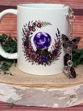 Mystic Crystal Ball Floral Mug - Purple